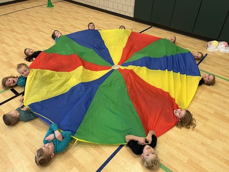 Parachute fun in gym class!